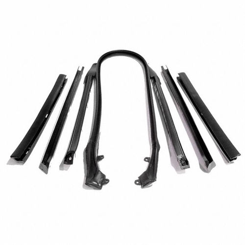Convertible Top Rail Kit. 7-Piece set includes all right and left side top rail seals and windshield
